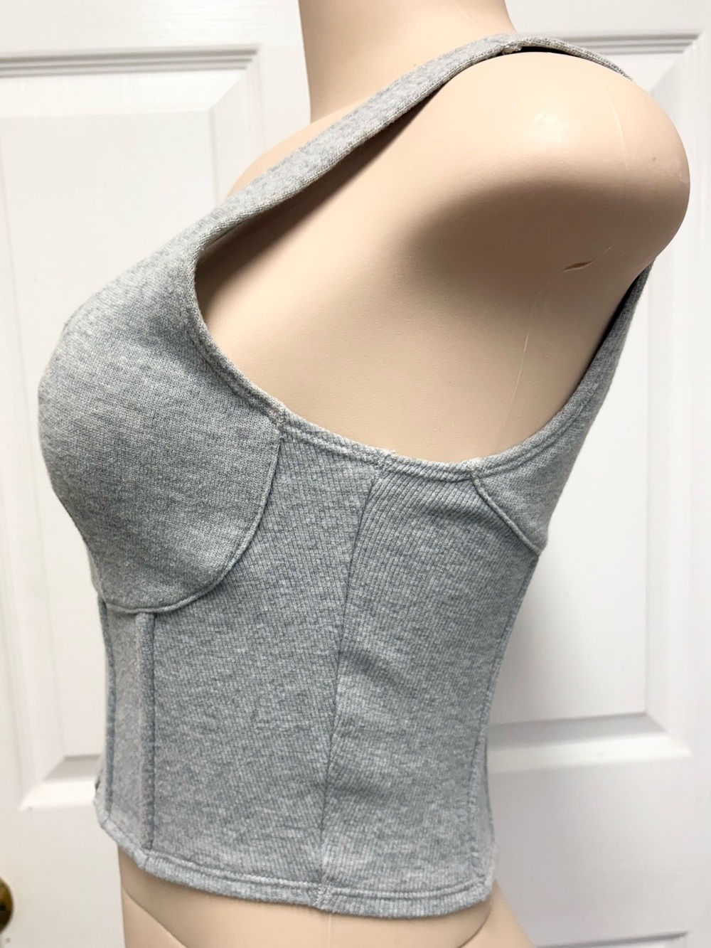 Victoria's Secret On Point Gray Zip Front Ribbed Corset Tank Top Small - Picture 2 of 11